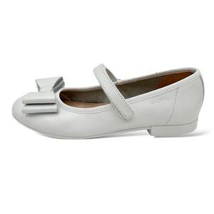 Girls White Dress Shoes Geox Mary Jane Plie flats with bows Size US 13.5 EU 32